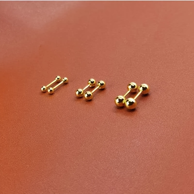 TEMU Juego de 6 pendientes de acero inoxidable con forma de frijol para mujer, pendientes de en oro, juego de 3/4/5 mm, para mujeres con orejas