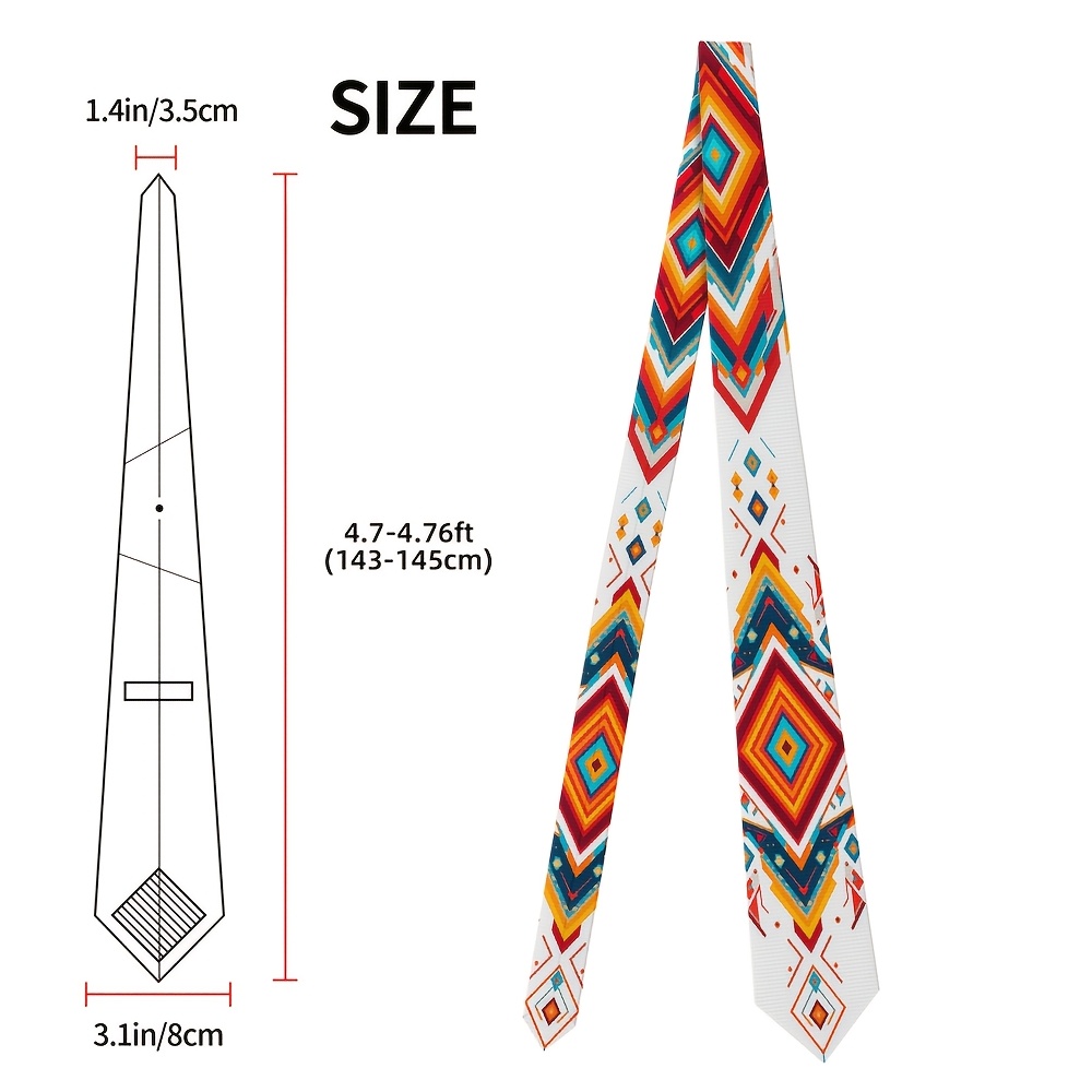 TEMU 1pc Men's 8cm Wide Tie - Vibrant Geometric Abstract Print, Durable Polyester, Machine Washable, Perfect For Father's Day Gifts, Graduation,