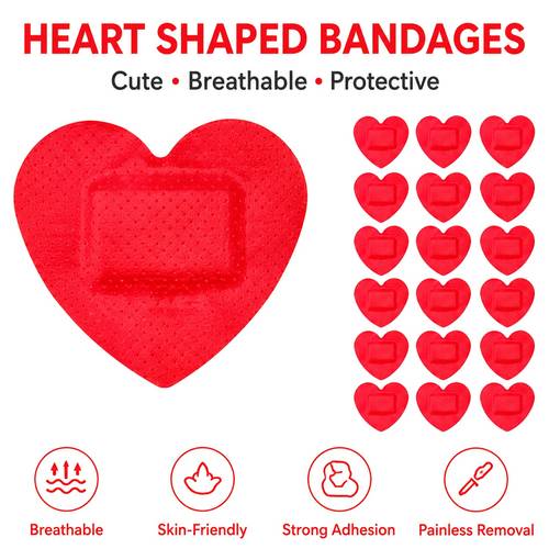 80 100pcs heart shaped bandages cute bandages for kids and breathable first aid patches for cuts and scrapes red heart bandages