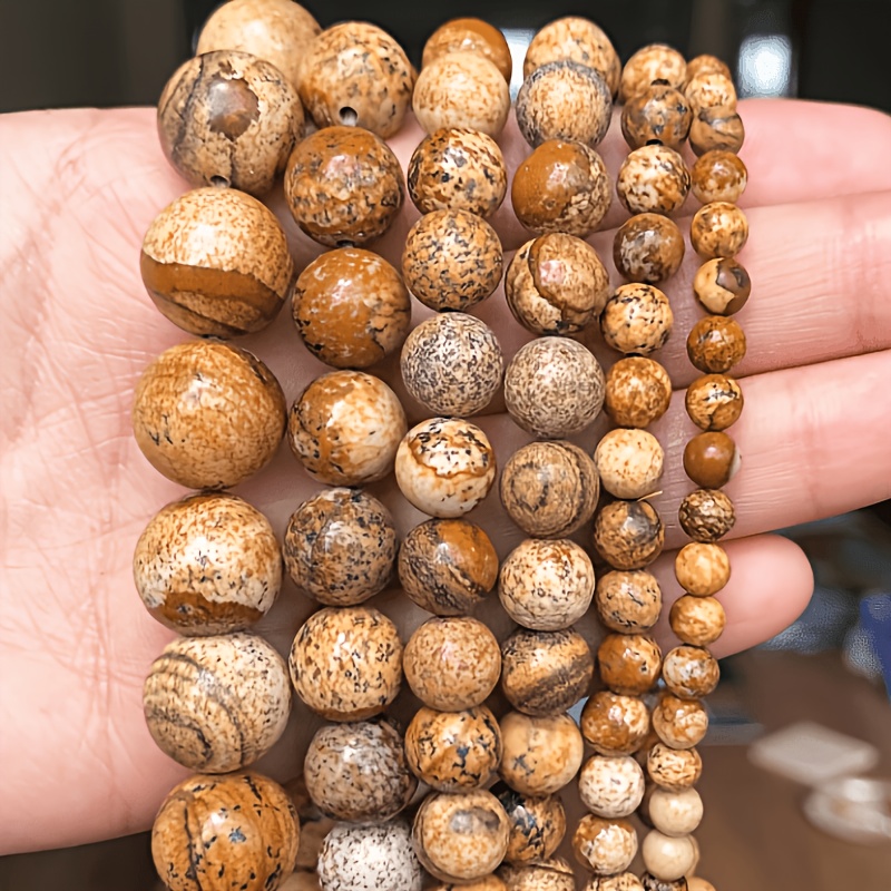 TEMU Natural Picture Stone Round Loose Beads For Jewelry And Bracelet Making