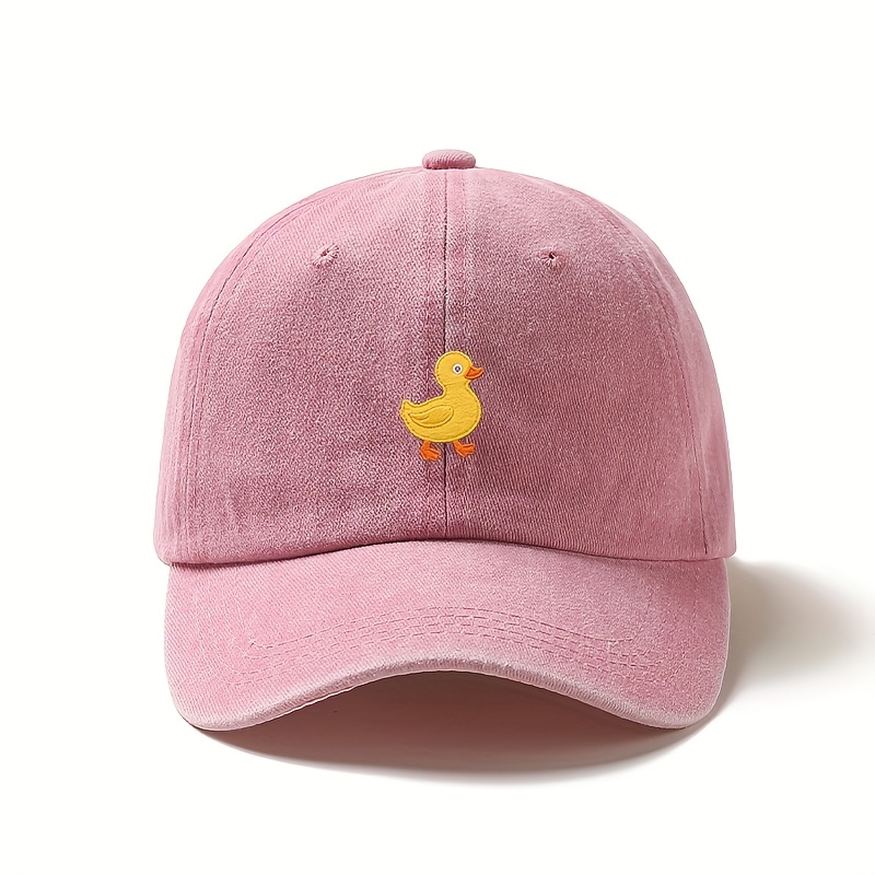 TEMU Adjustable Yellow Duck Embroidered Baseball - Lightweight, Snap Closure, Multiple Colors Available, Couples, Men, Women, Beach , Beach Hat