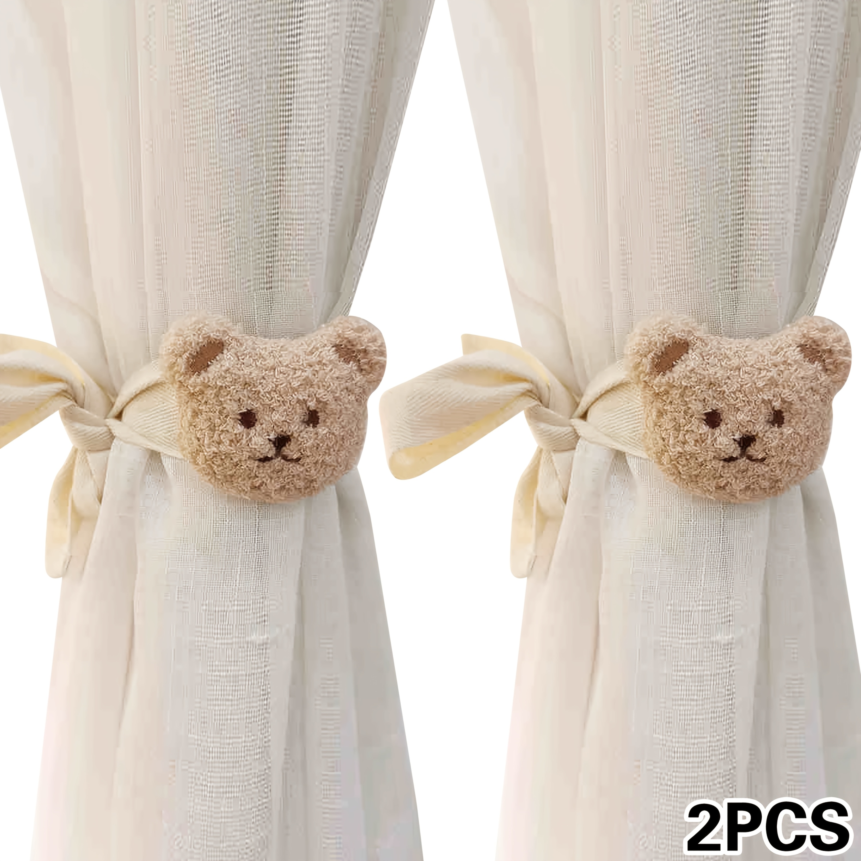 TEMU 2-pack Modern Polyester Curtain Tiebacks, Adjustable No-drill 3d Cartoon Animal Design, Creative Window Drapery Holdbacks For Living Room Decor - Of Animal