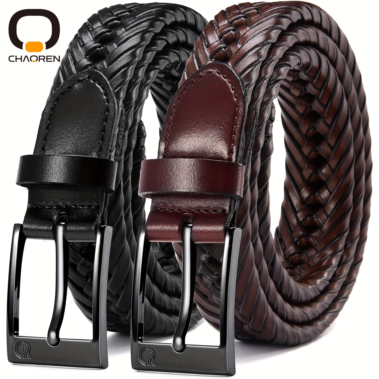 Leather Braided Belts for Men 2 Pack 1 1 8 Leather Belts in Gift Set Versatile Style Solution