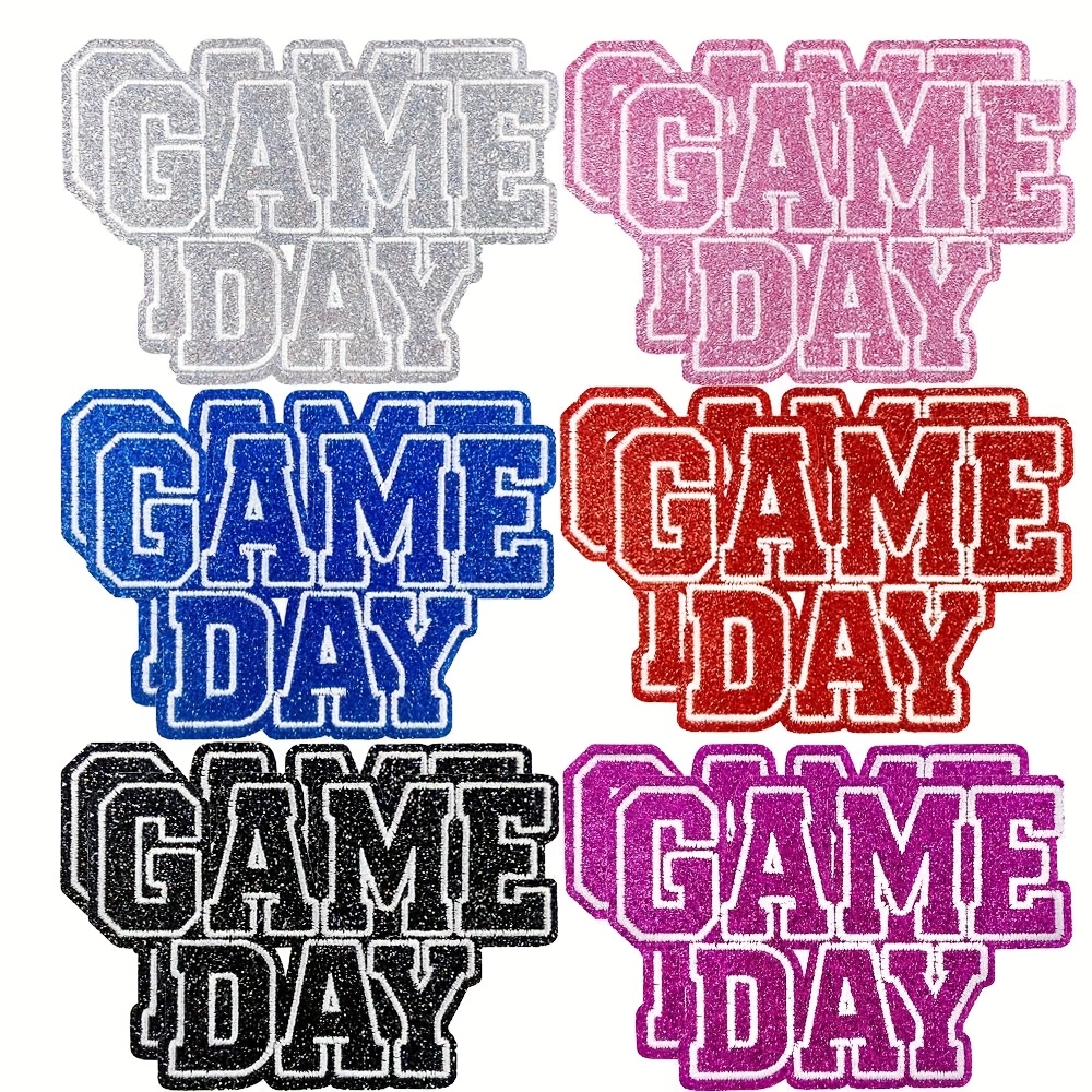 TEMU Glitter Game Day Letter Patches, Iron-on Or Sew On Sequin Appliques For Clothes, Jackets, And Bags, 6 Colors