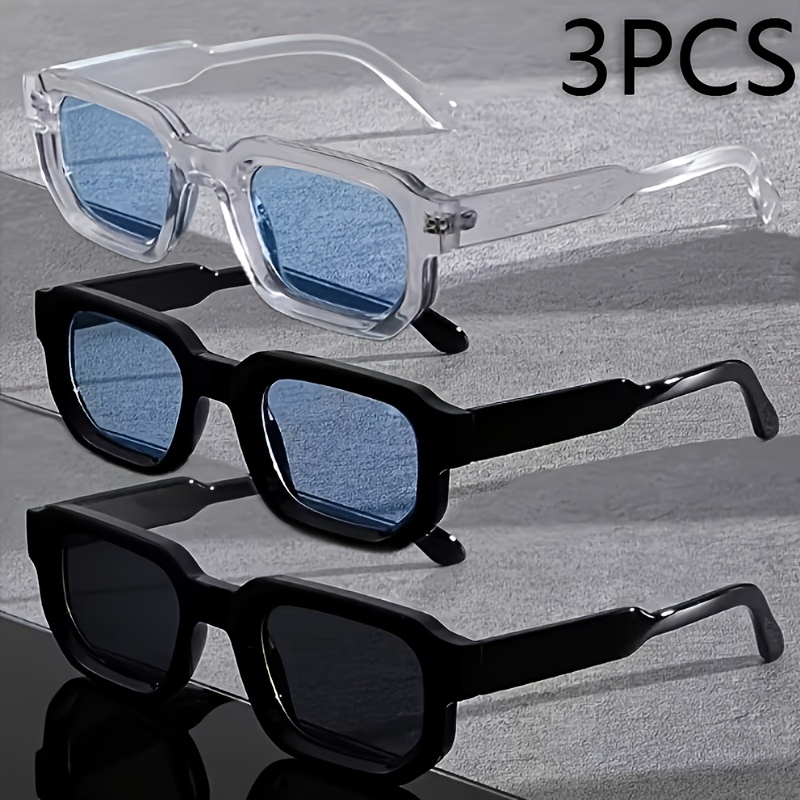Image of Retro Square Fashion Combination Set Glasses, Casual Decor Small Frame Cool Men Women Glasses, Suitable For Prom, Party, Music Festival Styling