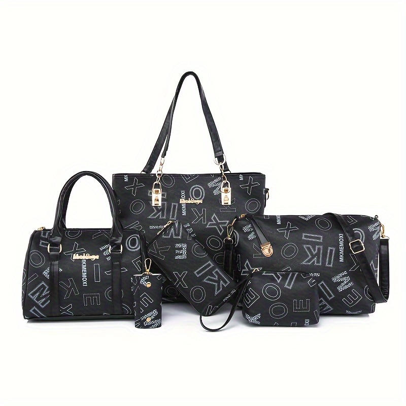 Image of 2024 New Style 6pcs Set: Mother And Daughter Matching Bags, Fashionable And Simple Single-shoulder Crossbody And Tote Bags For Women