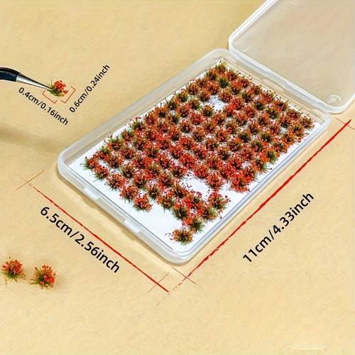 104pcs box mini flower cluster model simulation static small flower grass model landscape model grass cluster ornaments simulation building sand plate material diy handmade grass cluster terrain model kit resin static landscape model moss grass for train landscape railway artificial grass modeling mini artificial grass cluster halloween christmas gift