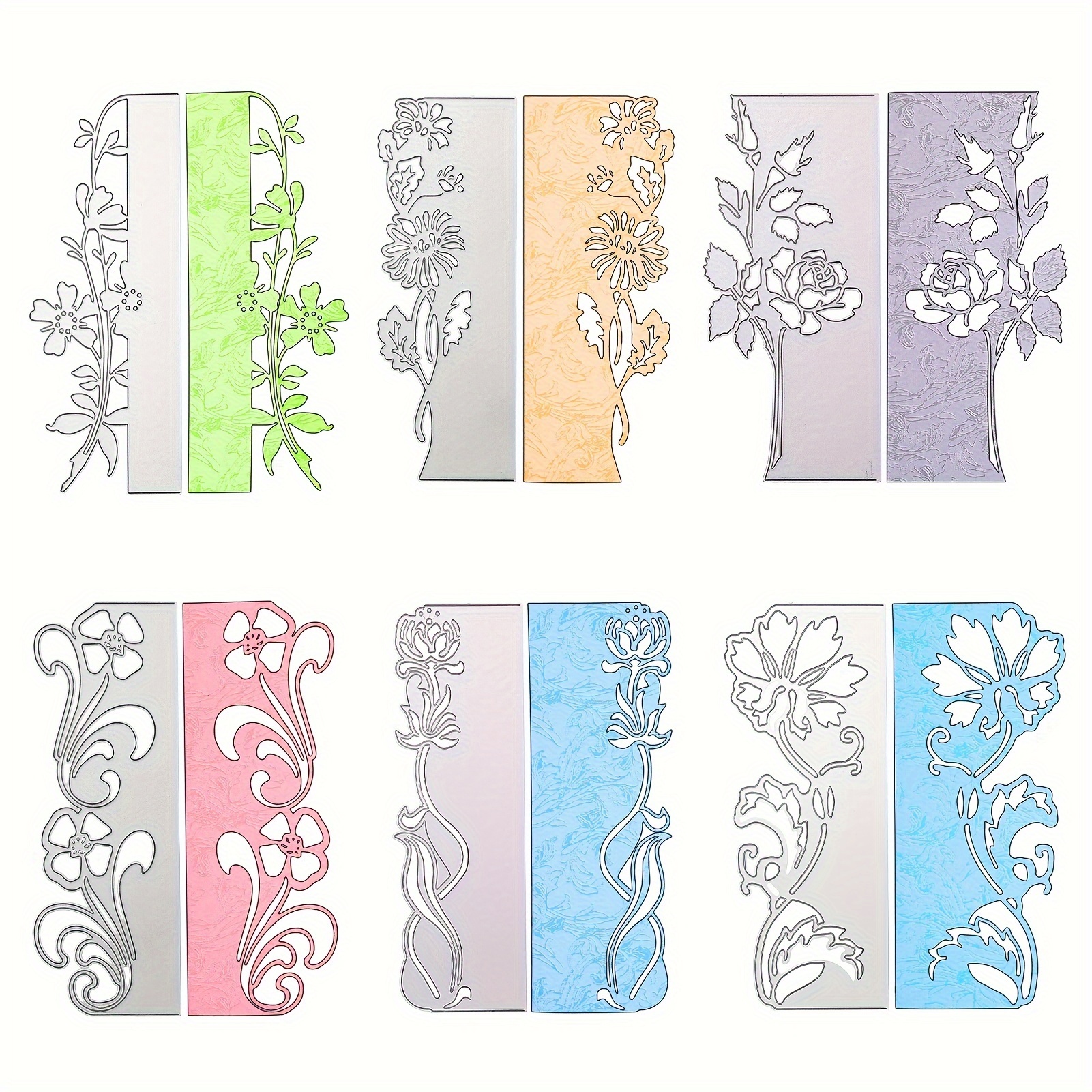 

6pcs/set Flower Edge Metal Die Cuts For Card Making Assorted Flowers Cutting Dies Border Die Cutting Birthday Wedding Invitation Stencils Paper Craft Dies Cut For Diy Scrapbook Album