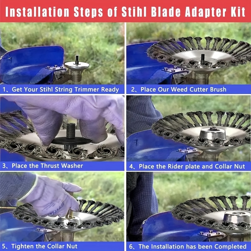 1pc heavy duty metal lawn mower blade with steel wire cutting wheel durable eater attachment accessory for grass trimming and weeding lawn mower accessories details 4