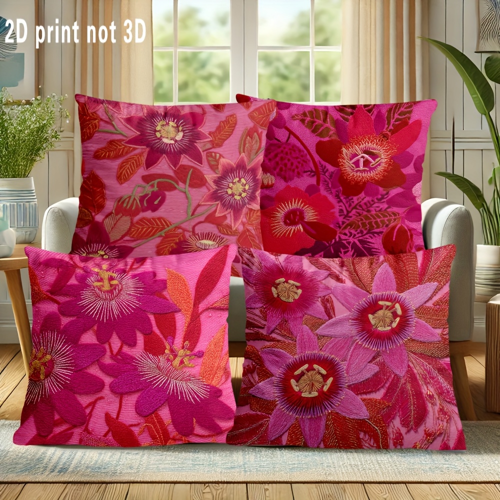 Image of 4pcs Vibrant 18x18" Linen Pillow Covers - Double-sided Print, Hidden Zipper, Durable Fabric For Memorial Day Decor, Living Room, Sofa, Or Bedroom, Memorial Day Decorations