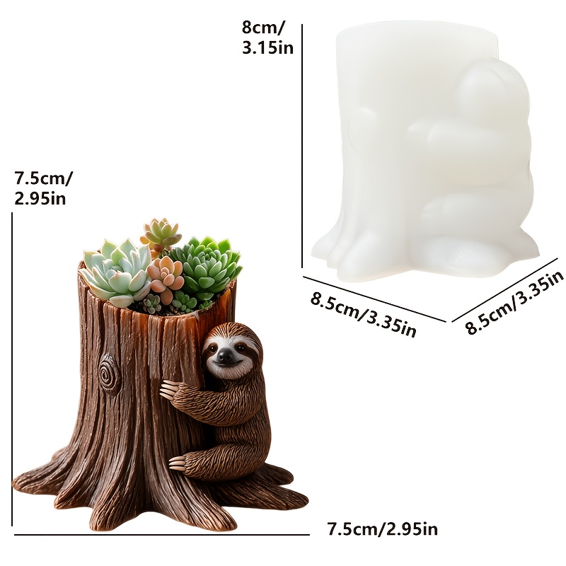 TEMU Sloth-shaped Silicone Mold Suitable For Resin, Clay, Concrete Crafts - Diy Sloth Pot Holder, Candle Holder & Pen Holder With Hanging Compatible