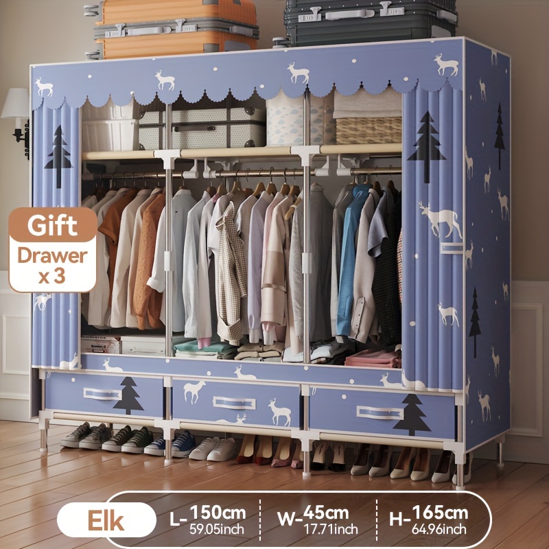 elegant pink floral wardrobe easy assembly Temu Canada