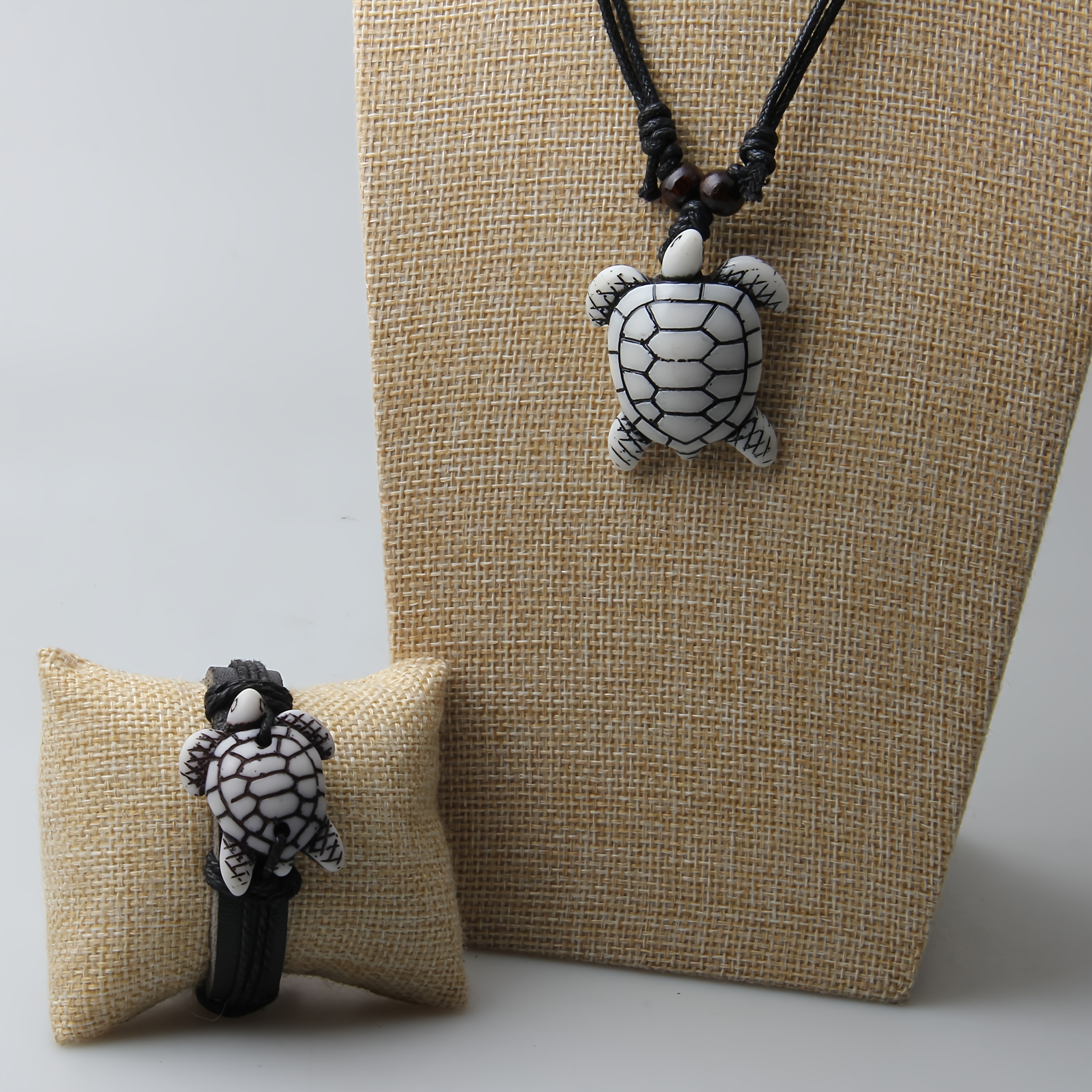 2pcs Retro Sea Turtle & Elephant Couple Pendant Set