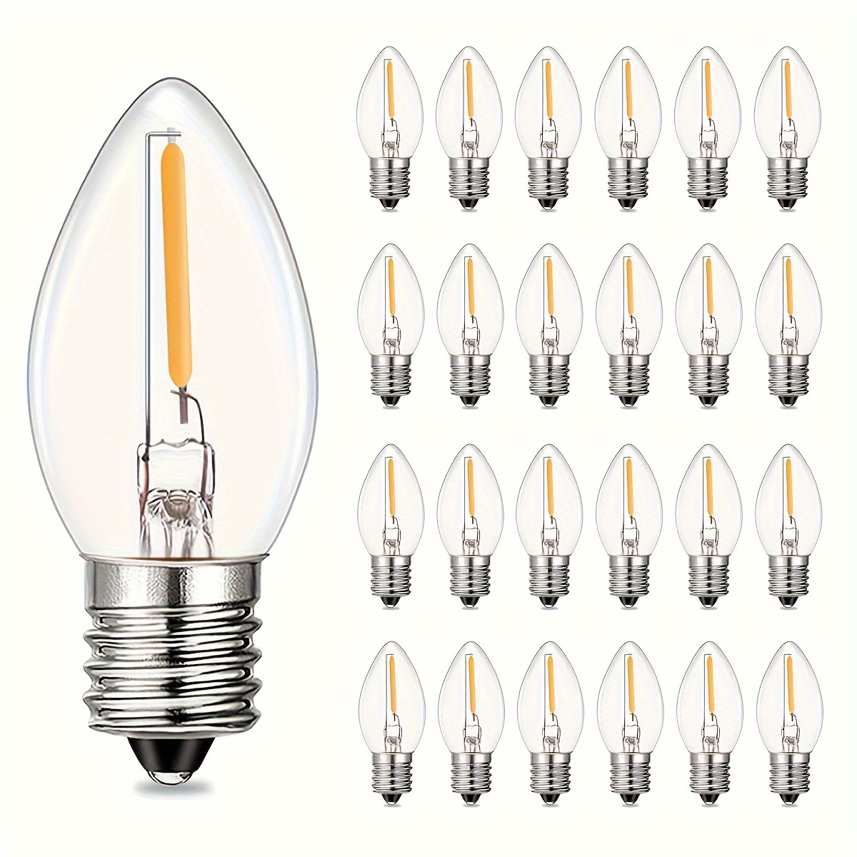 Bombilla LED para candelabro, bombilla LED regulable C35 de 2 W, base E12,  blanco cálido 2700 K, bombilla LED equivalente a 20 W, 110-120 VAC, paquete