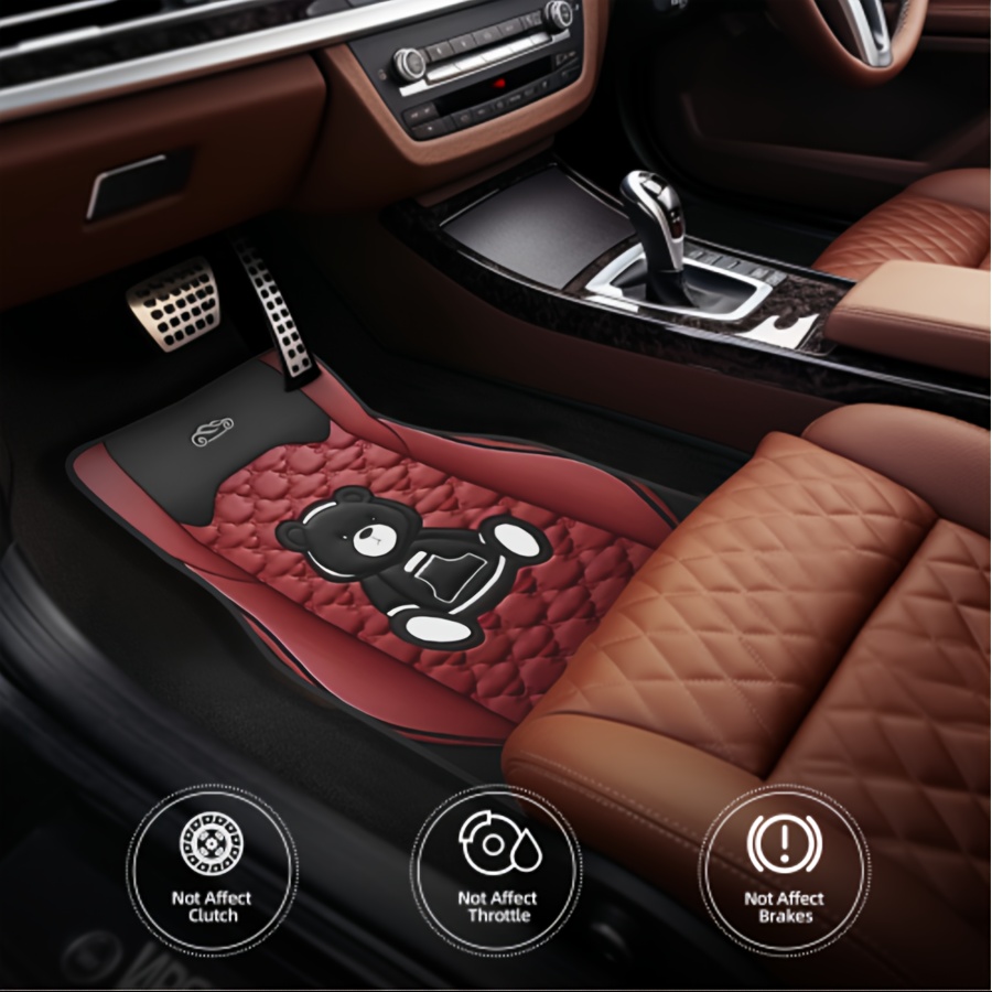 

4pcs Car Floor Mat Set With Cute Panda Pattern - Absorbent, Non-slip, Washable Polyester Fiber - Suitable For Sedans, , Suvs | Ideal Gift For Men And Women For Christmas And Halloween