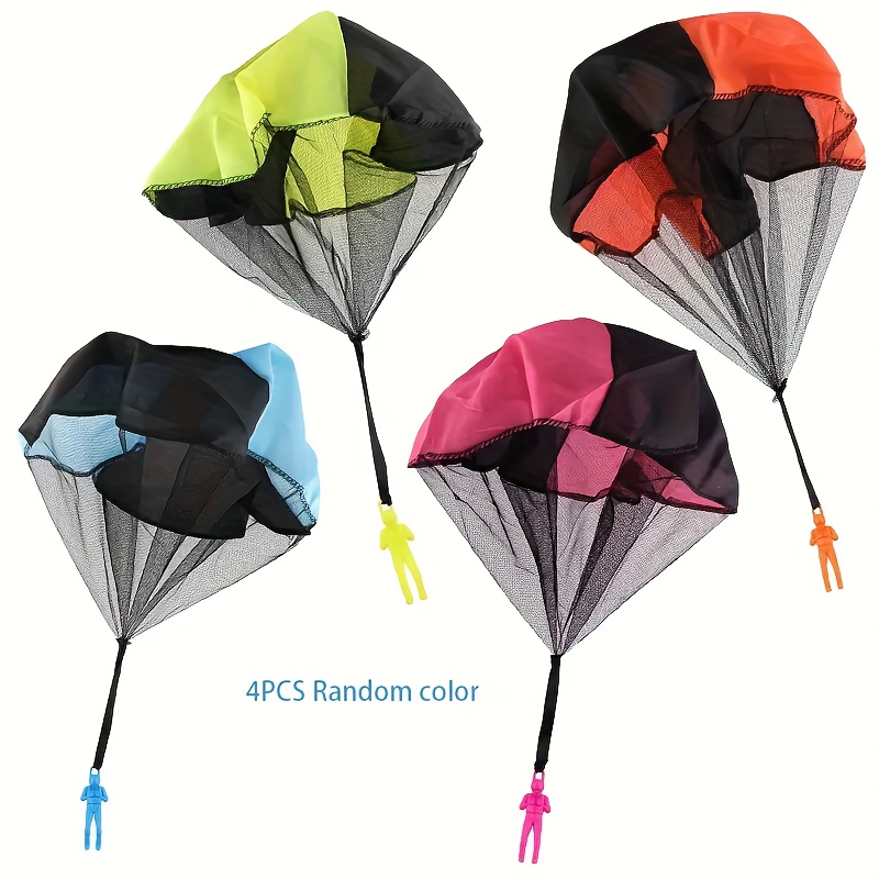 TEMU 4pcs Of Outdoor Colorful Throwing Parachute Toys - Durable And Safe, Mixed Random Colors, Non-tangling Throwing Parachutes, Suitable For Outdoor
