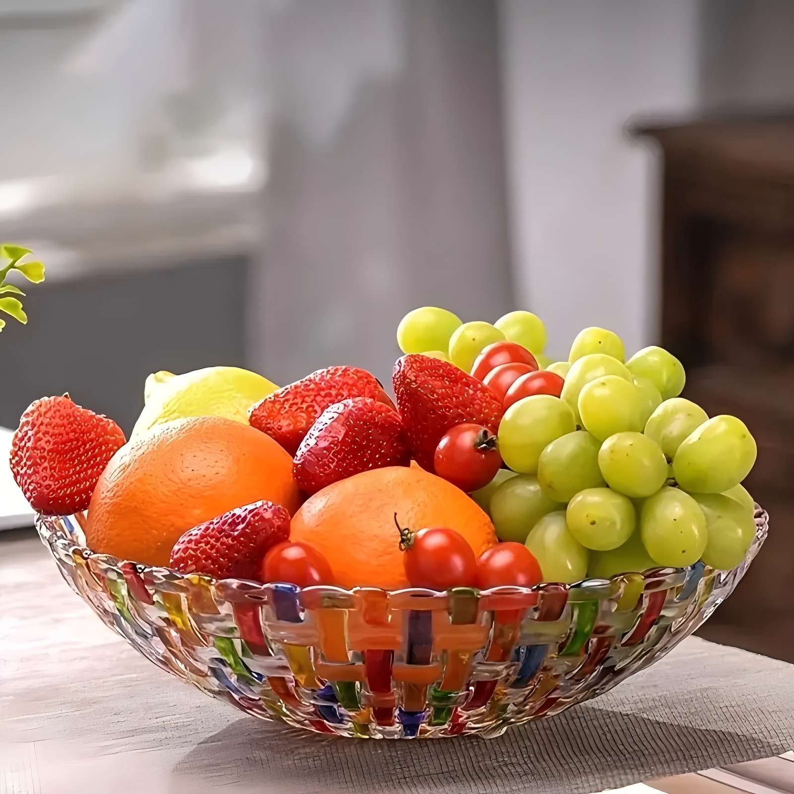 

Woven Glass Bowl - Ideal For Candy & Assorted Fruits, Dining & Coffee Tables, Round Design, Glass Material - Adds A Touch Of To Any Room