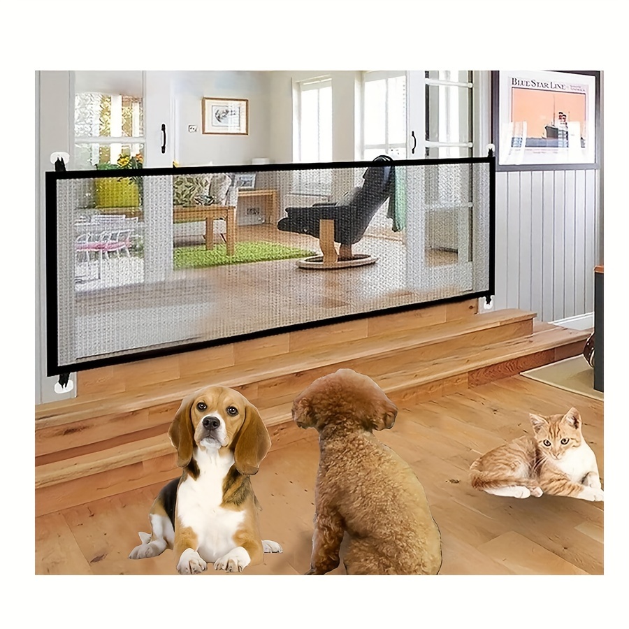 

Mesh Dog Gate, Small Dog Door, Portable Folding Dog Safety Fence, Easy To Install Anywhere, Black
