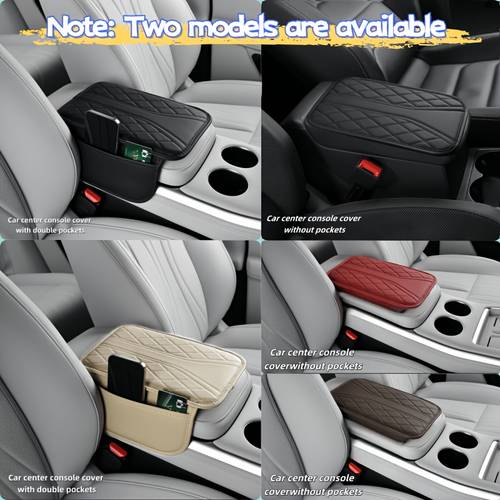 1pc car elbow pad faux leather embroidered armrest pad 12 4 x 7 48 inches styles double storage pockets and no pockets comfortable and durable it can hold your phone keys