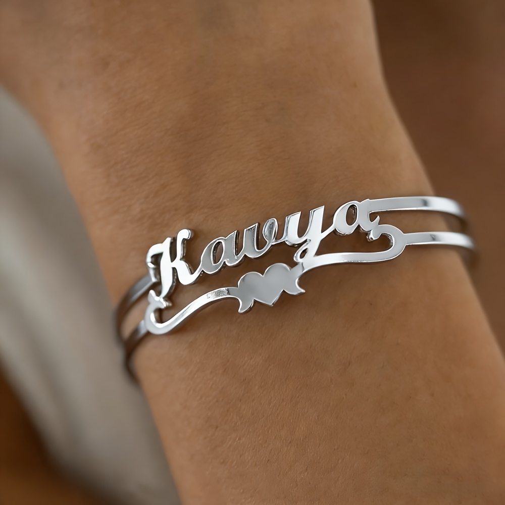 Personalized Name Love Heart Bracelet, Cute Butterfly Design