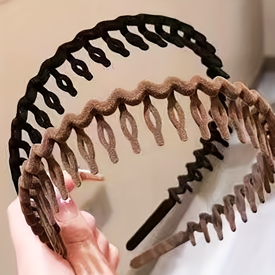 E-shop 2 Stk. neuartiges beflocktes Zahnkopfband für ausgefallene Pony-Strähnen, feuchtigkeitsabweisendes modisches Stirnband, gewelltes Stirnband zum