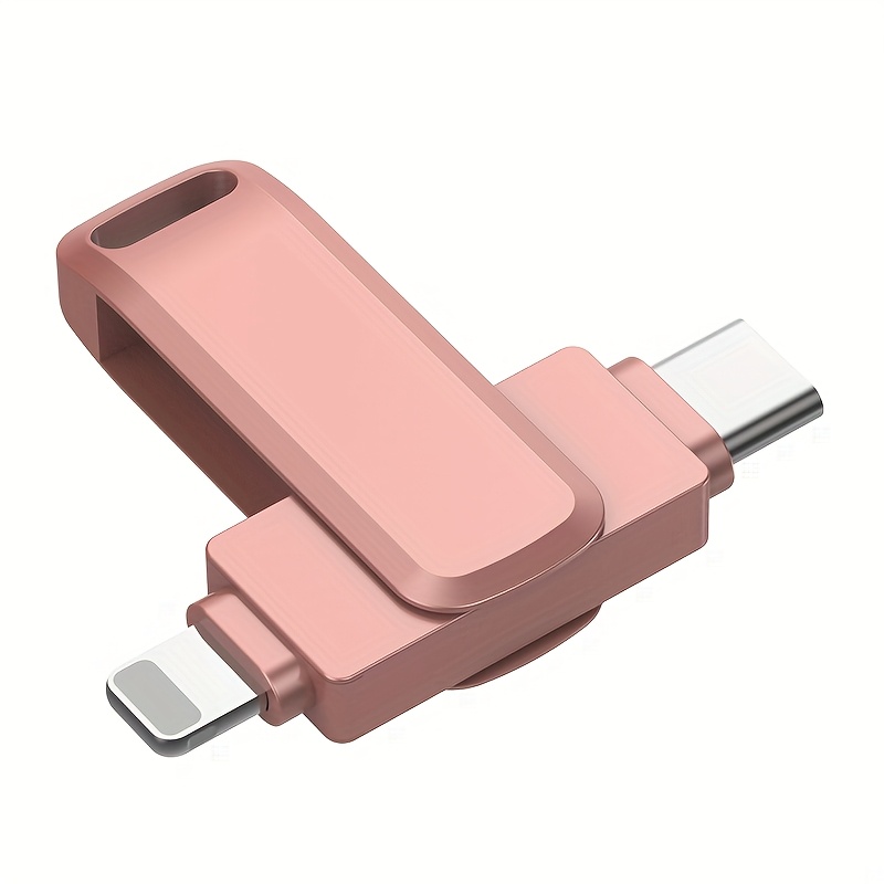 TEMU Flash Pen Drive For Iphone, 64gb/128gb/256gb Durable Metal 2-in-1 Photo Stick, High Speed Usb 3.0 Memory Storage For Ipad, , Pc And Laptops