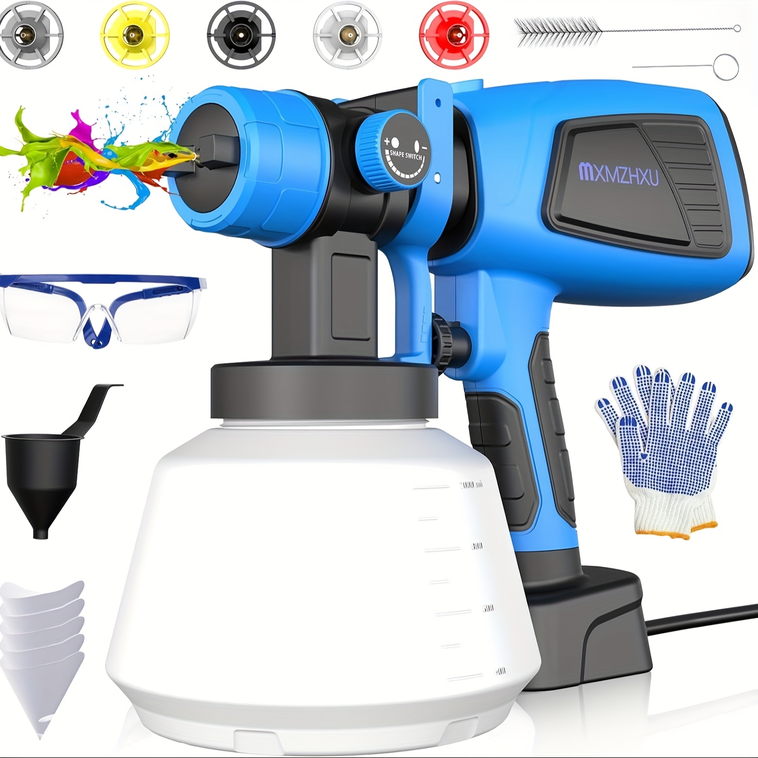 TEMU Paint Sprayer, 700w Hvlp Electric Spray With 5 Nozzles & 3 Patterns, Adjustable Spray Width Spray Paint , Easy To Clean, For House Painting, Decks, Doors, Walls, Diy