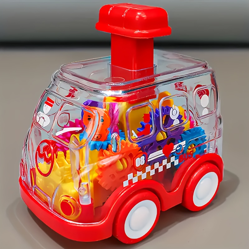 Transparent Cartoon Gear Toy Car, Educational Pull Back Model