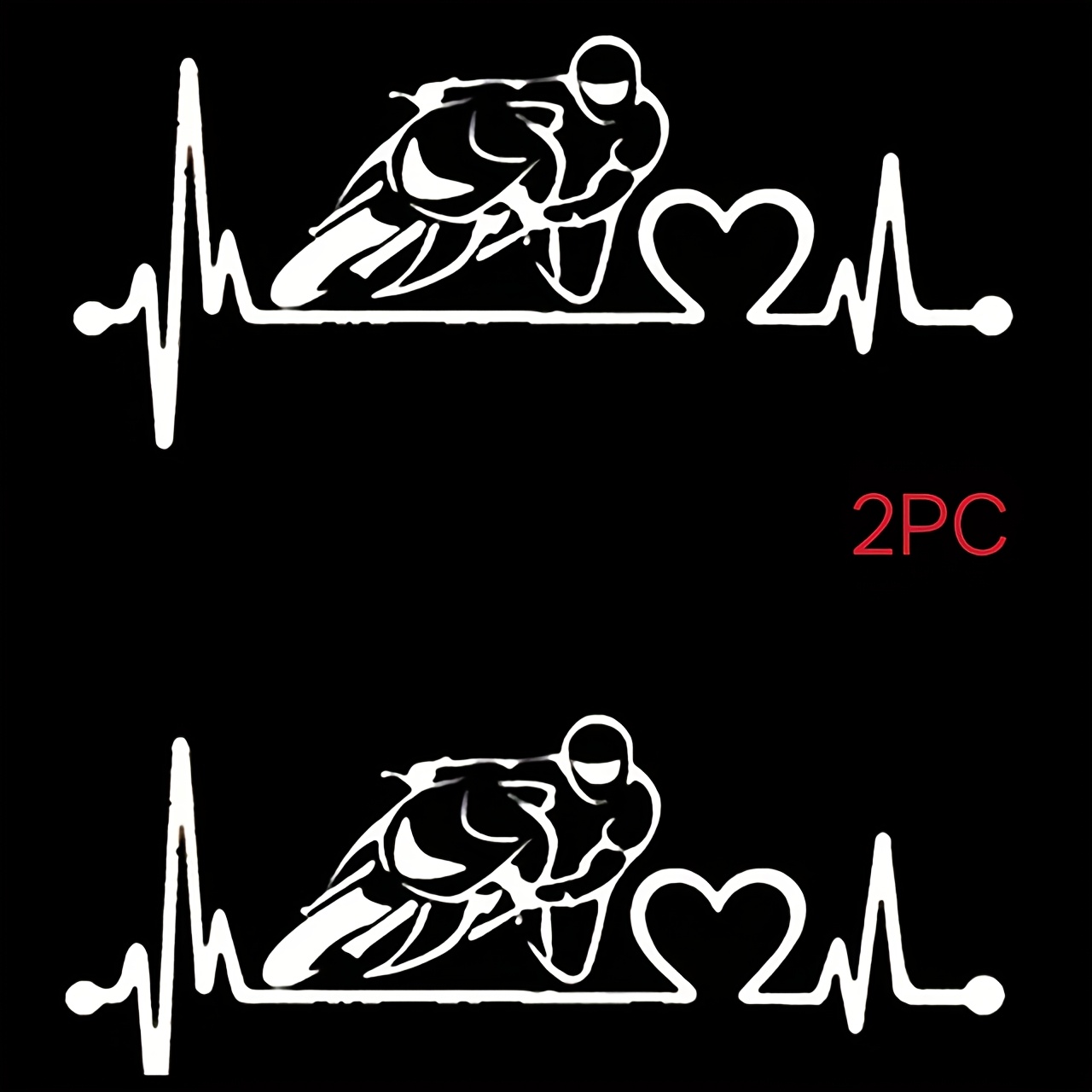 Durable Vinyl Motorcycle Heartbeat Sticker- Suitable For Trucks, Bicycles, And Scooters