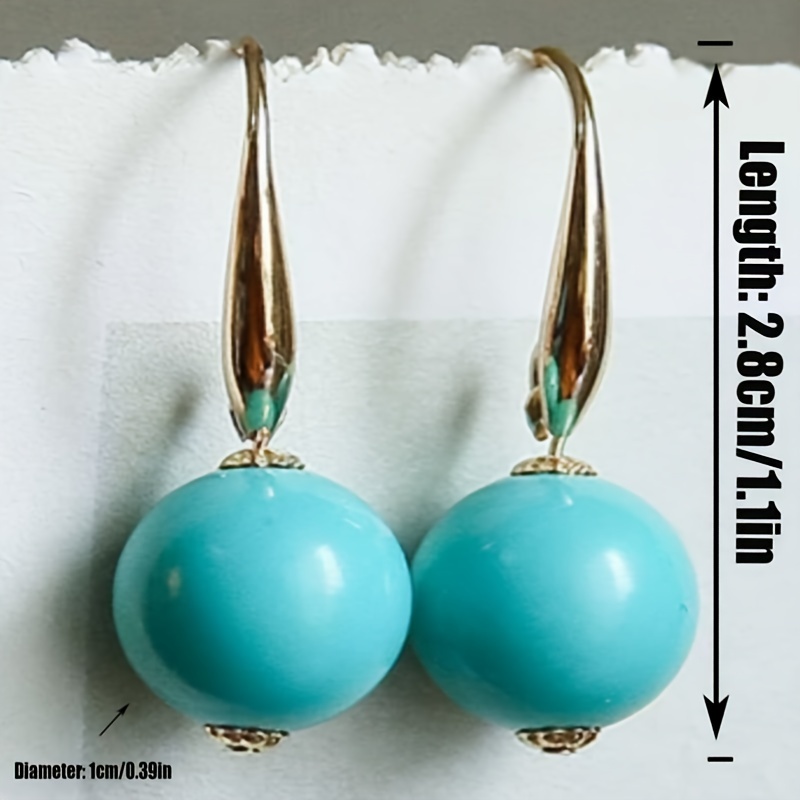 TEMU Boucles d'Oreilles en Perles de Turquoise Naturelle de Style Bohémien Faites à pour Femmes
