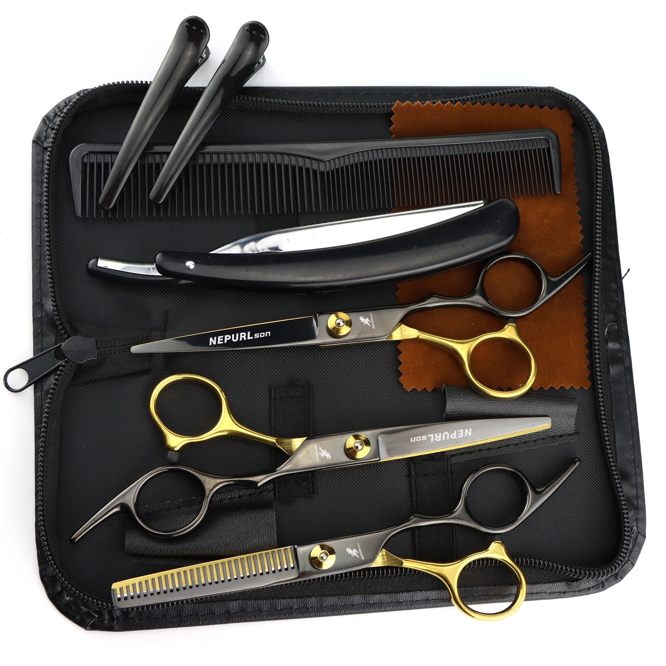  9pcs professional haircutting scissors set 6 0 inch texturizing thinning shears for all hair types right handed scent free Product details 16