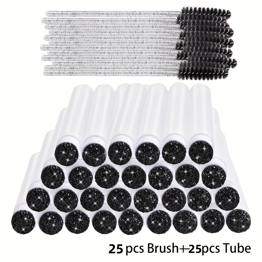 50pcs Eyelash Brush Tubes Crystal Lash Mascara Wands Eyebrow Comb Container Lashes Brushes Applicators Makeup Tools