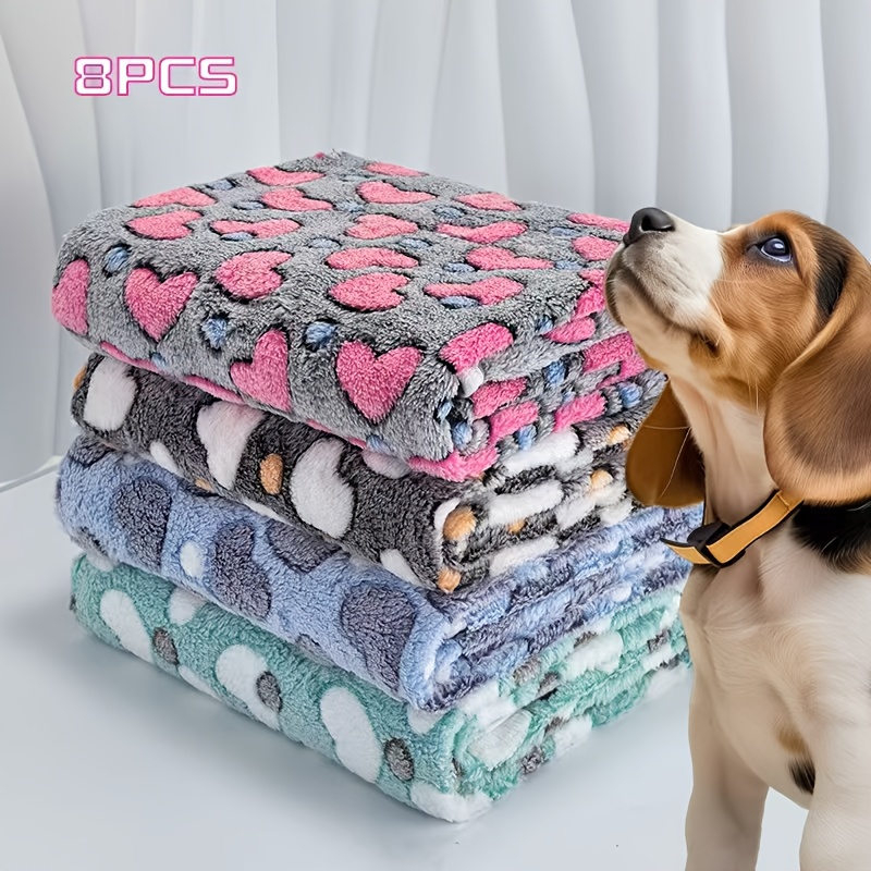 E-shop 8 Stück weiche bequeme Haustierdecken für alle Hunde Katzen, mit süßen Herzmustern, maschinenwaschbar, zum Verschenken