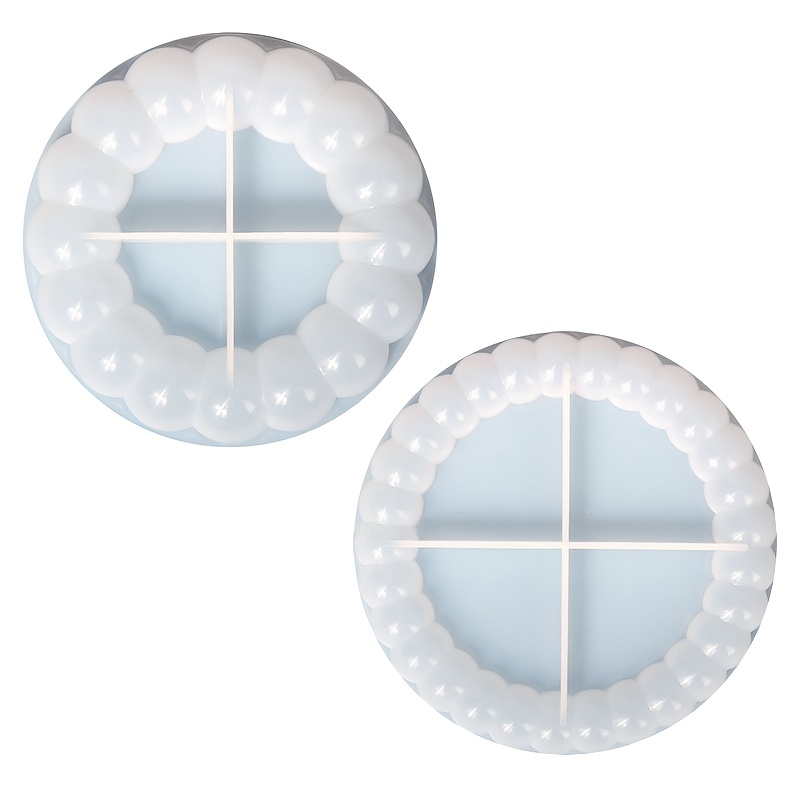 TEMU 2pcs Reusable Silicone Round Bubble Mat Mold, Suitable For Resin Jewelry Storage Tray, Plaster And Cement Coasters - Durable Handcrafted Molds