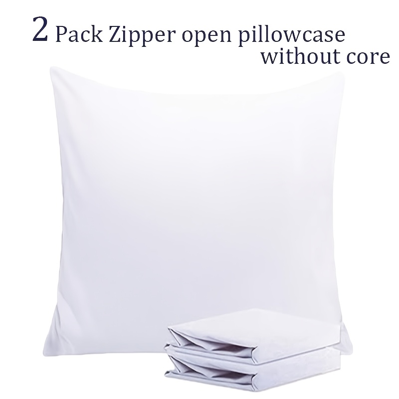 2pcs Set Of Standard Microfiber Pillowcases With Zipper - Breathable Zippered Pillow Covers For Hair And Skin, Soft Brushed Fabric Pillow Cases