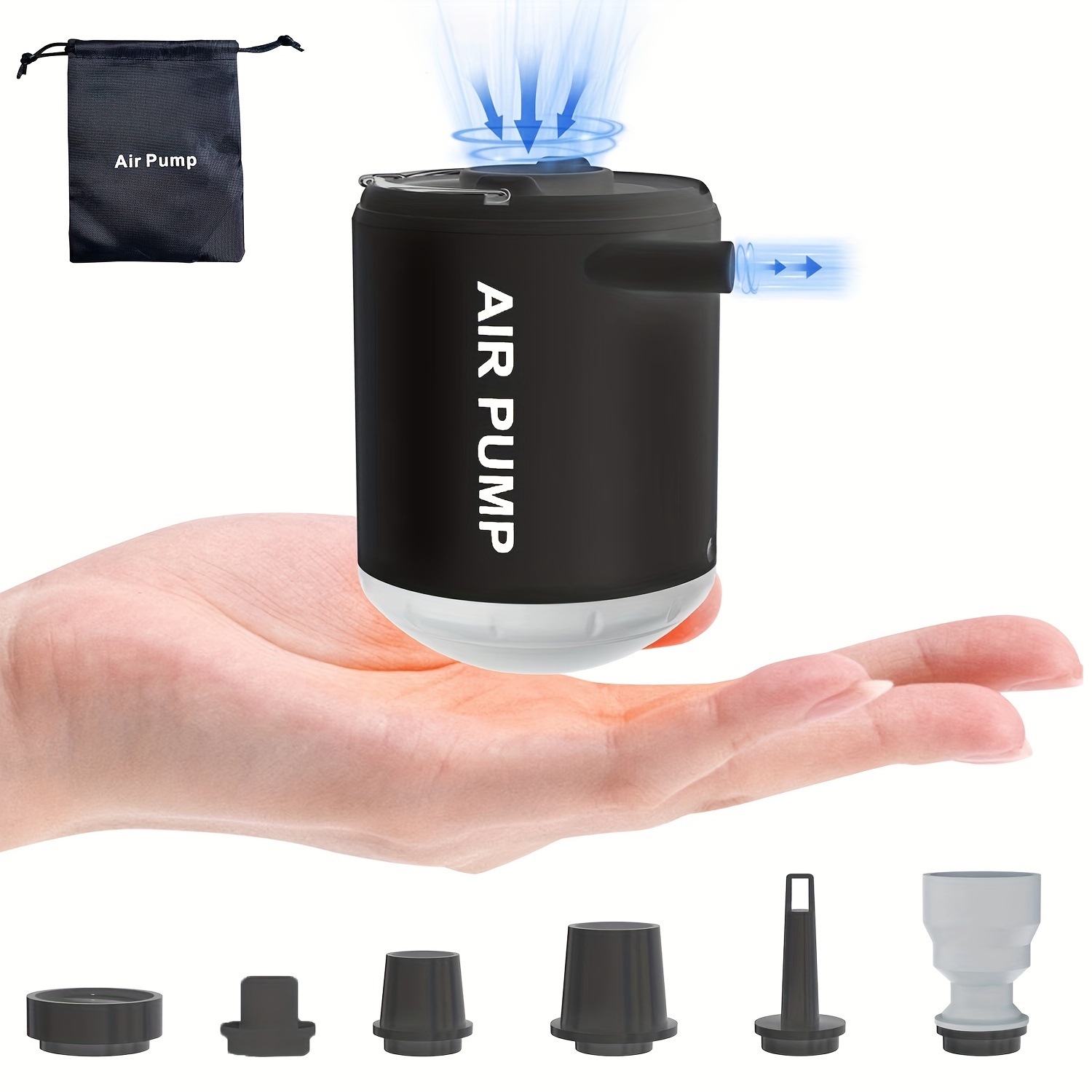 ultra compact portable air pump with camping light usb rechargeable 2000mah battery for pool floats air mattresses pump and battery jumper battery powered air pump details 1