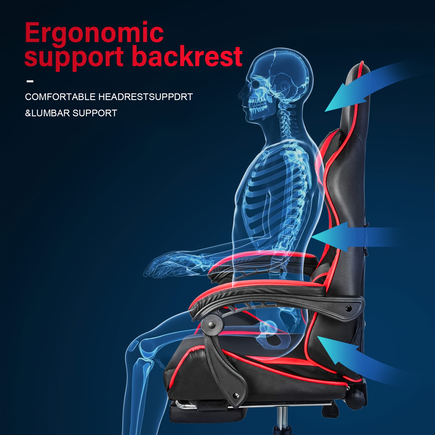 Ergonomische gamingstoel met voetensteun