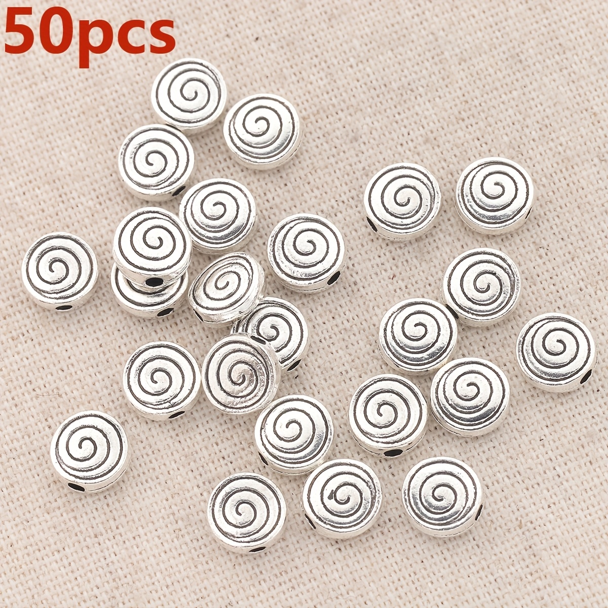 E-shop 50 Stück doppelseitige Spacer-Perlen mit Wirbelmuster, ovale Form, lose Intervall-Perlen, Muster-Piercing-Pad, lose Perlen, dekorative Perlen,