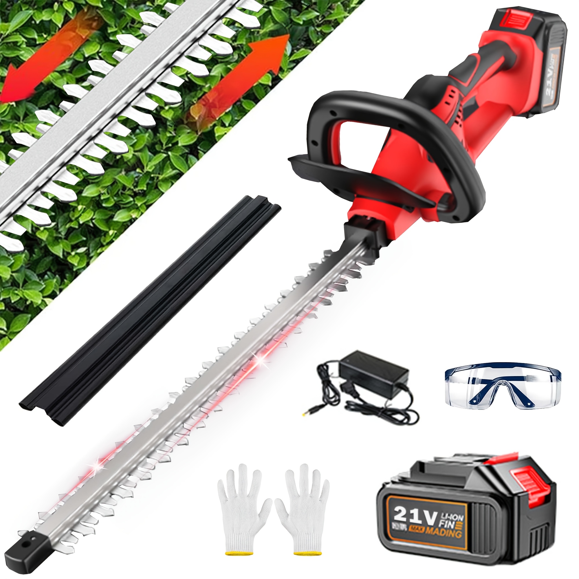 

Cordless Hedge Trimmer, 20v Electric Bush Trimmer, 1400 Rpm Shrub Trimmer, Cutting Capacity, Lightweight & Compact Trimmer, Battery And Fast Charger Included