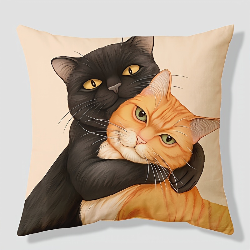 

Contemporary Black And Print Linen Throw Pillow Cover, 17.7" X 17.7" - Machine Washable, Zipper Closure, Woven Polyester Decorative For Sofa, Living Room, Bedroom - 1 Piece