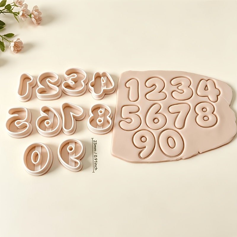 TEMU 10pcs Complete Number 0-9 Plastic Soft Clay Cutting Molds Suitable For Diy Clay Jewelry Making, Compatible For Polymer Clay, Resin Crafts, Wax