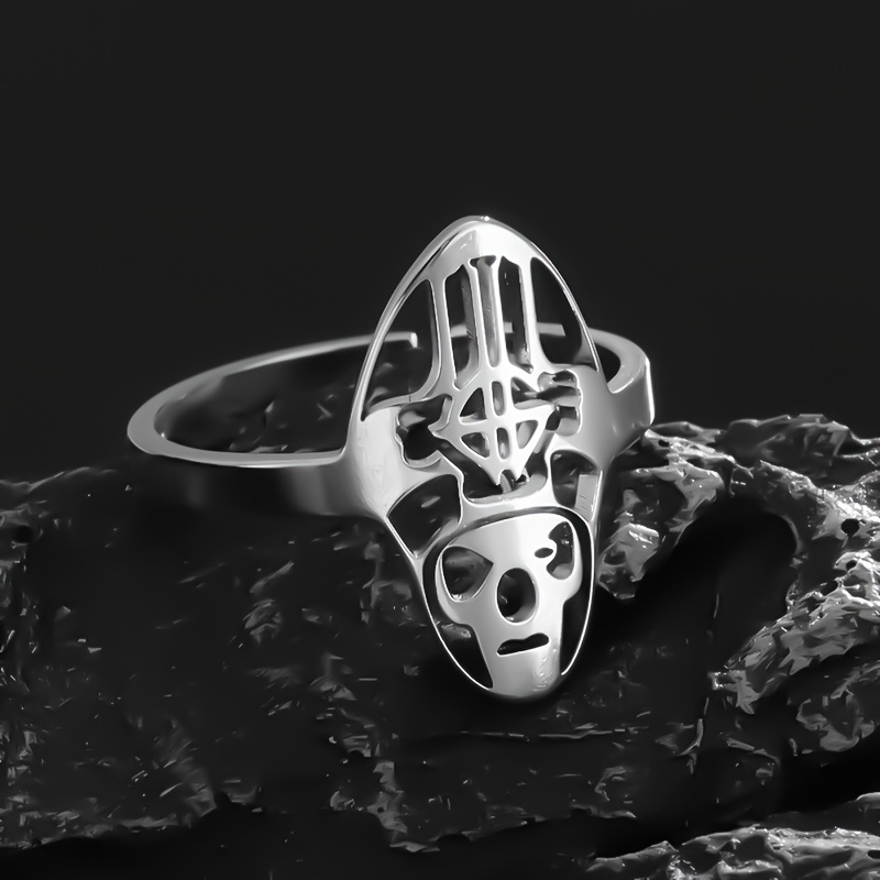 

Ghoul Mask Stainless Steel Ring - Heavy Metal Band Inspired Fashion Jewelry Accessory, Personality Style Single Ring, No Precious Metal Plating, Without Mosaic Material