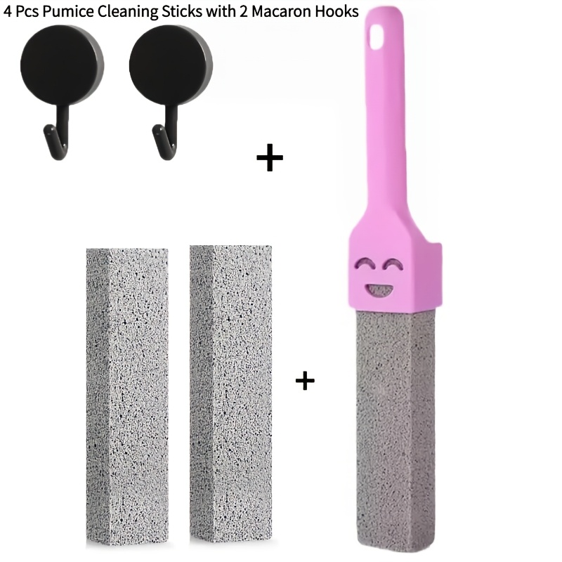 TEMU 1 Handle   3 Pumice Stones   - Stain And Rust Remover For Toilets, Kitchen, Bathroom Tiles, And Sinks - Includes Handle