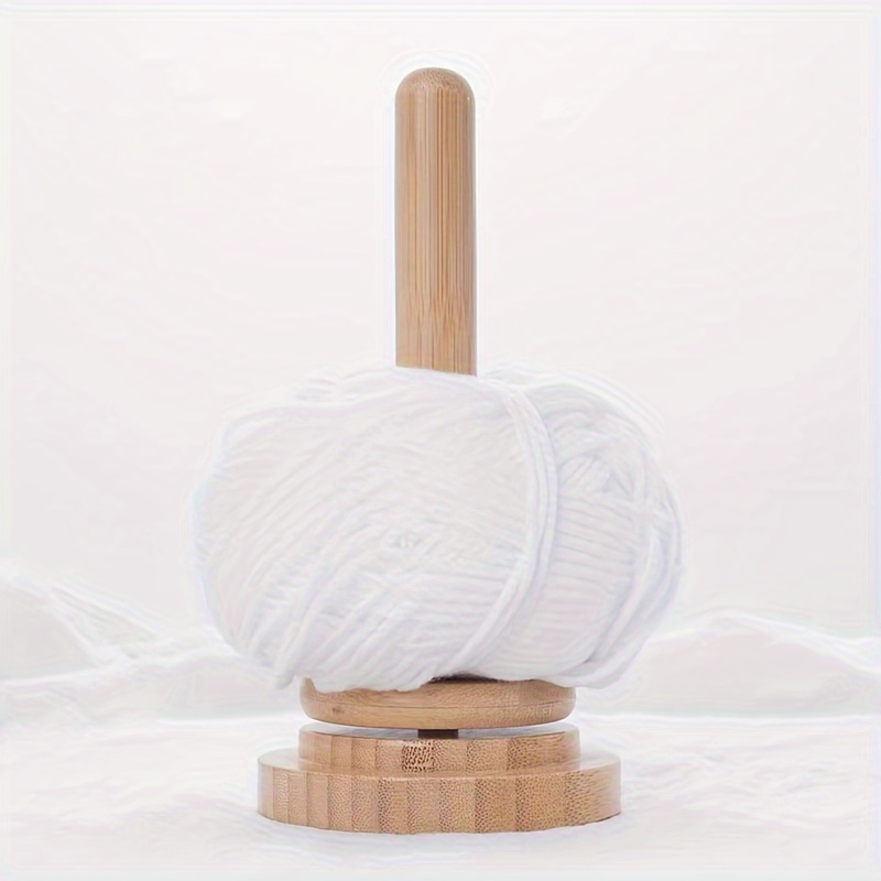 

Elegant Wooden Yarn Holder - Oval Desktop Organizer For Spools & Balls, Rotating Knitting Needle Storage Rack