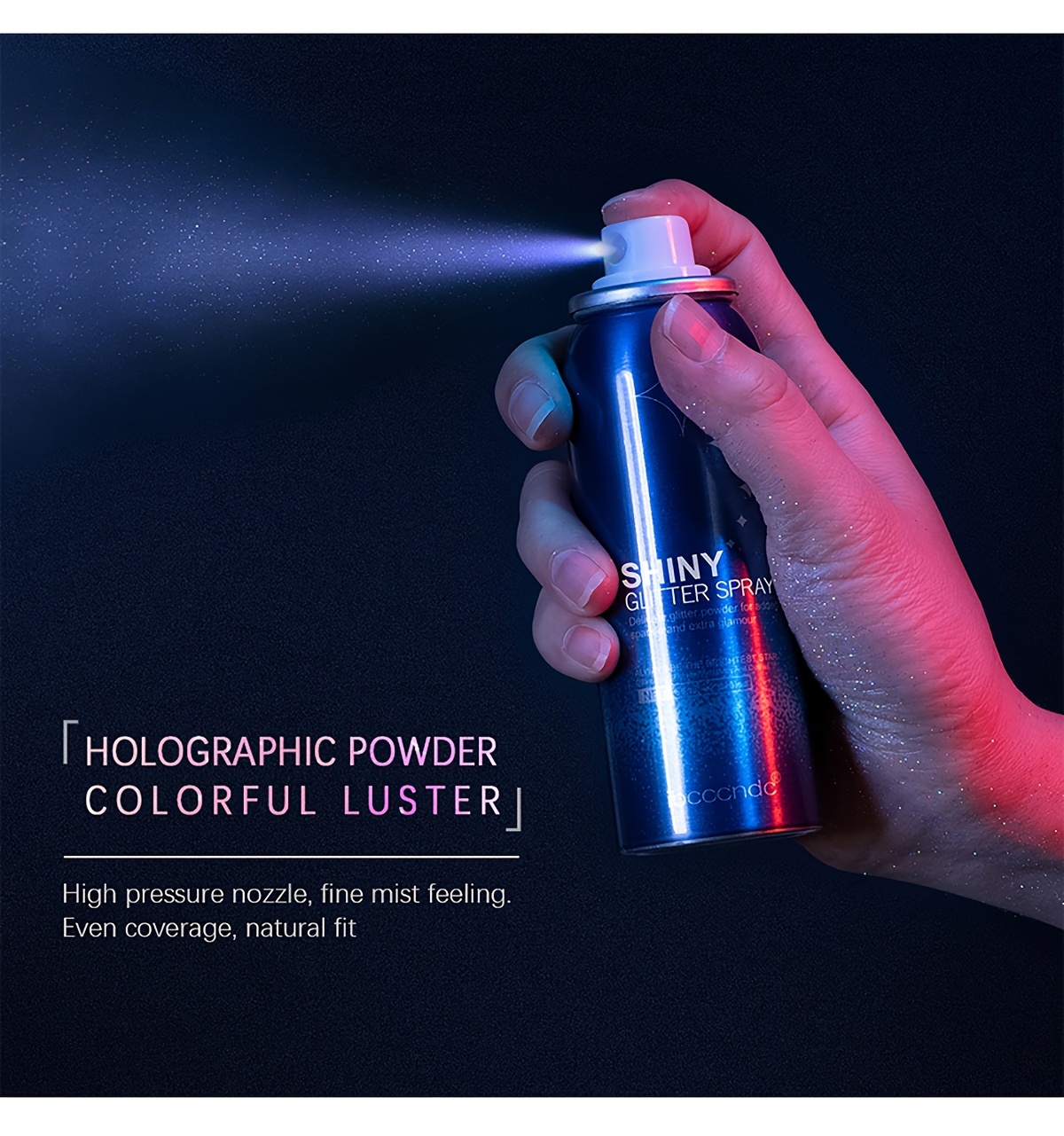  shiny glitter spray pack of 2 colorful luster 60ml body glitter spray for clothes hair and body long lasting glitter makeup body shimmer spray rave accessories for festival concert halloween party details 3