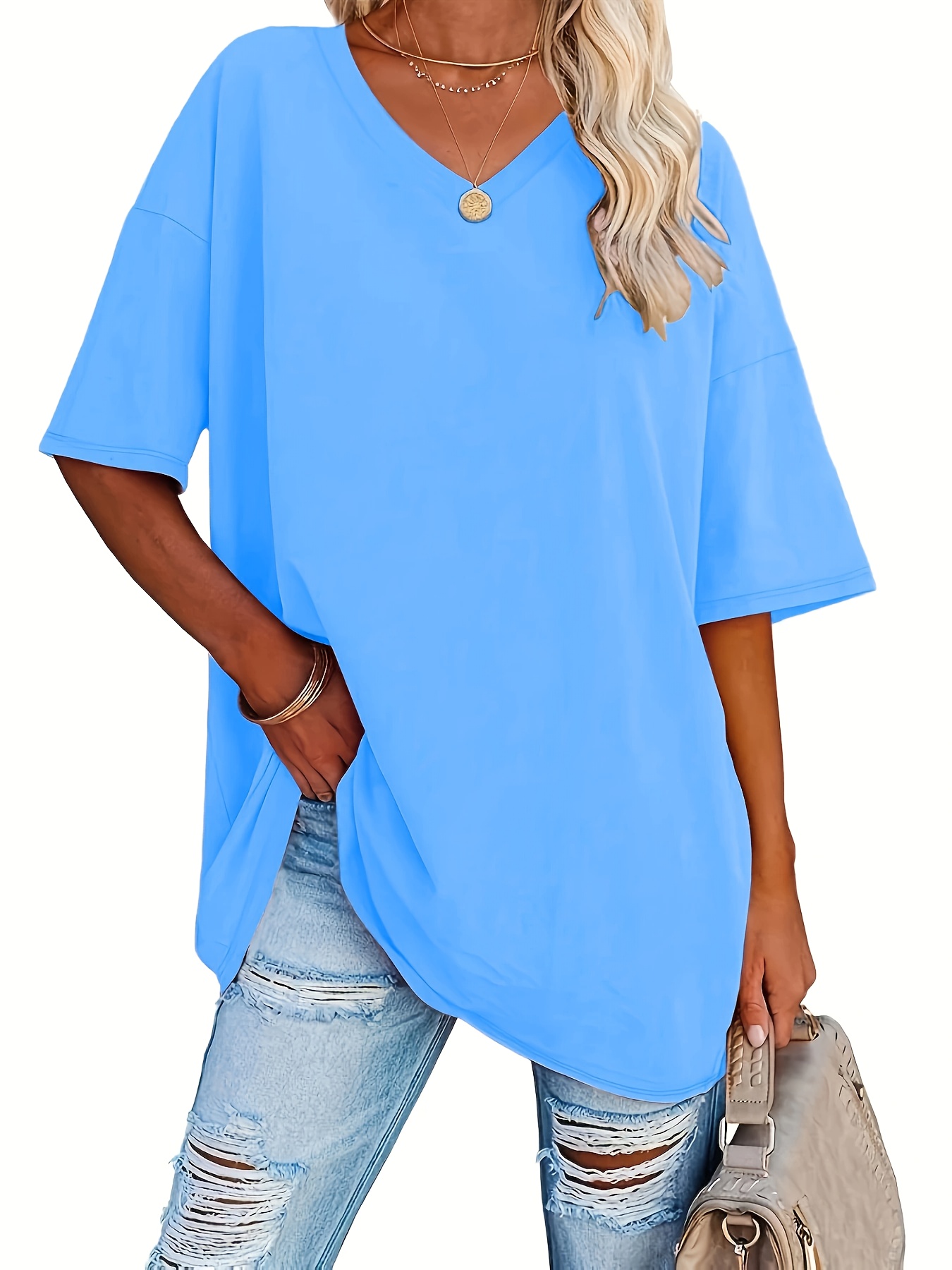 Plus Size, Plus Size Women's Solid Color T-Shirt