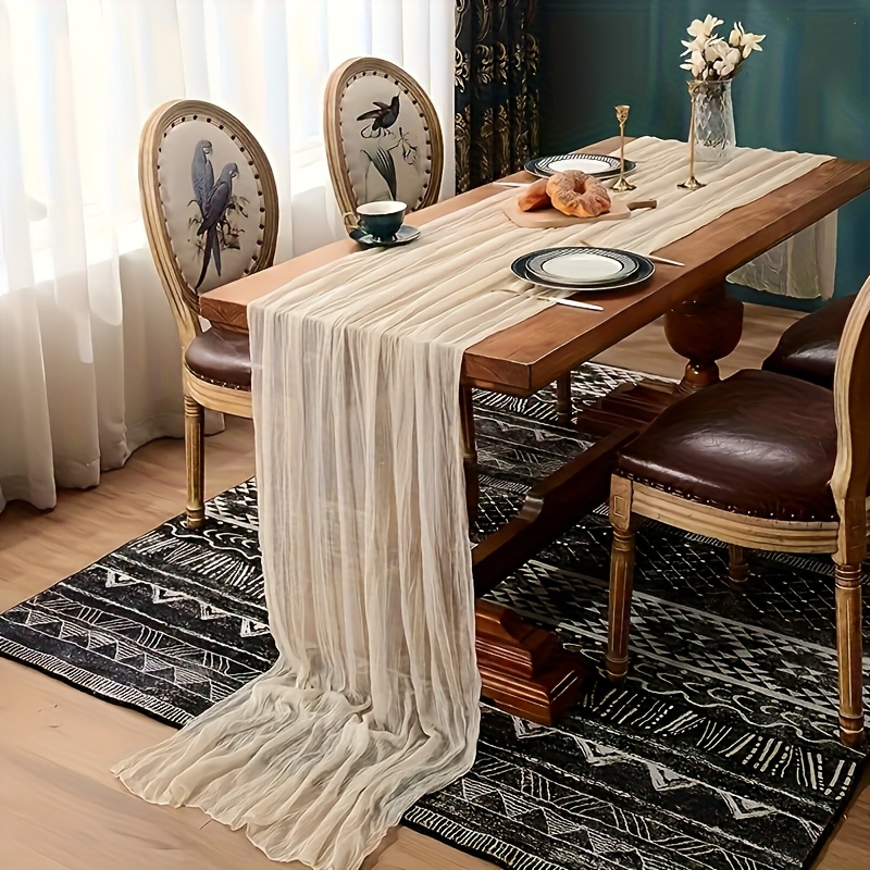 E-shop ./4 Stk. Tischläufer im böhmischen Stil mit Falten, elegantes, einfarbiges Käsetuch-Tischflagge, Tischdekoration für Feiertage, geeignet für
