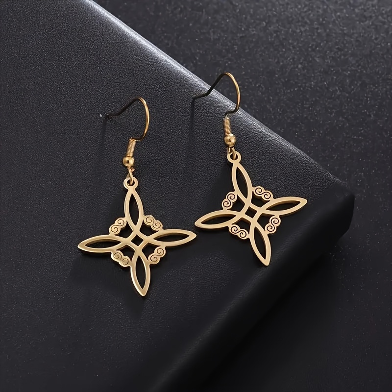 TEMU Par de Aretes con Nudo de Bruja y Celta, Colgante de Acero Inoxidable Estilo Bohemio, Juego de Joyería Antialérgica para Mujeres, Aretes