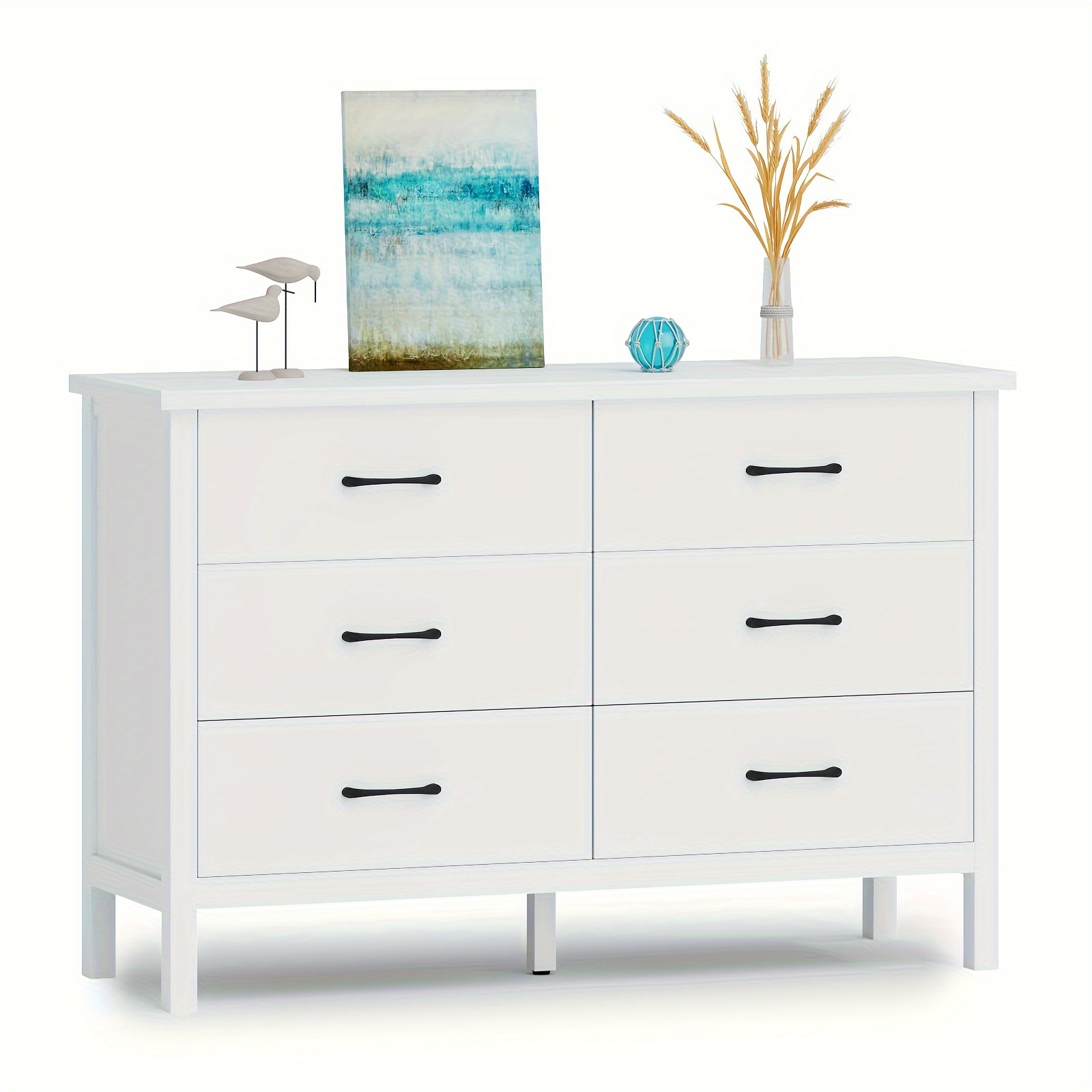 

Carpetnal Dresser For Bedroom With 6 Drawers, Modern Dresser With Golden Handles, Wood Storage Organizer Chest Of Drawers For Nursery, Hallway