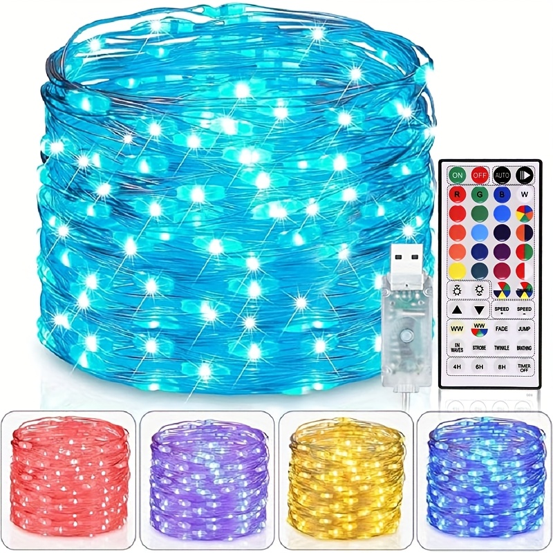 

Fairy Lights Usb Plug In 33ft 100leds With Remote, Warm White 16 Color Changing Lights Firefly String Lights For Bedroom Party Wedding , Colors